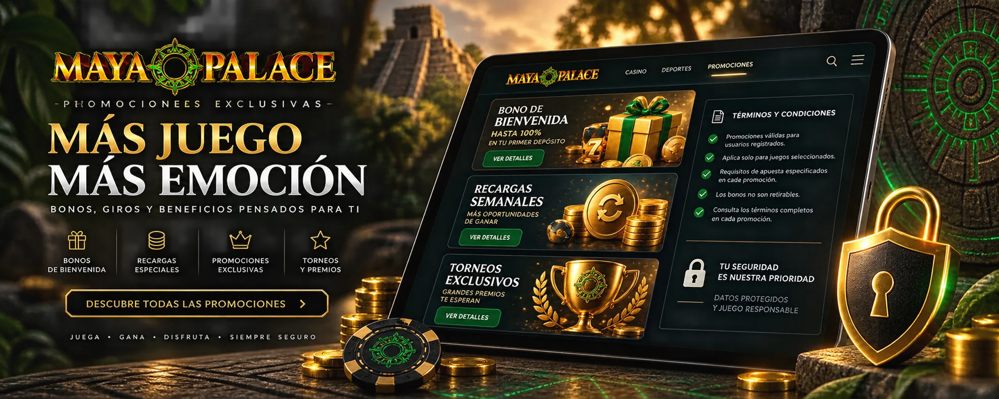 Panel de verificación de promociones y bonos en plataforma oficial de casino
