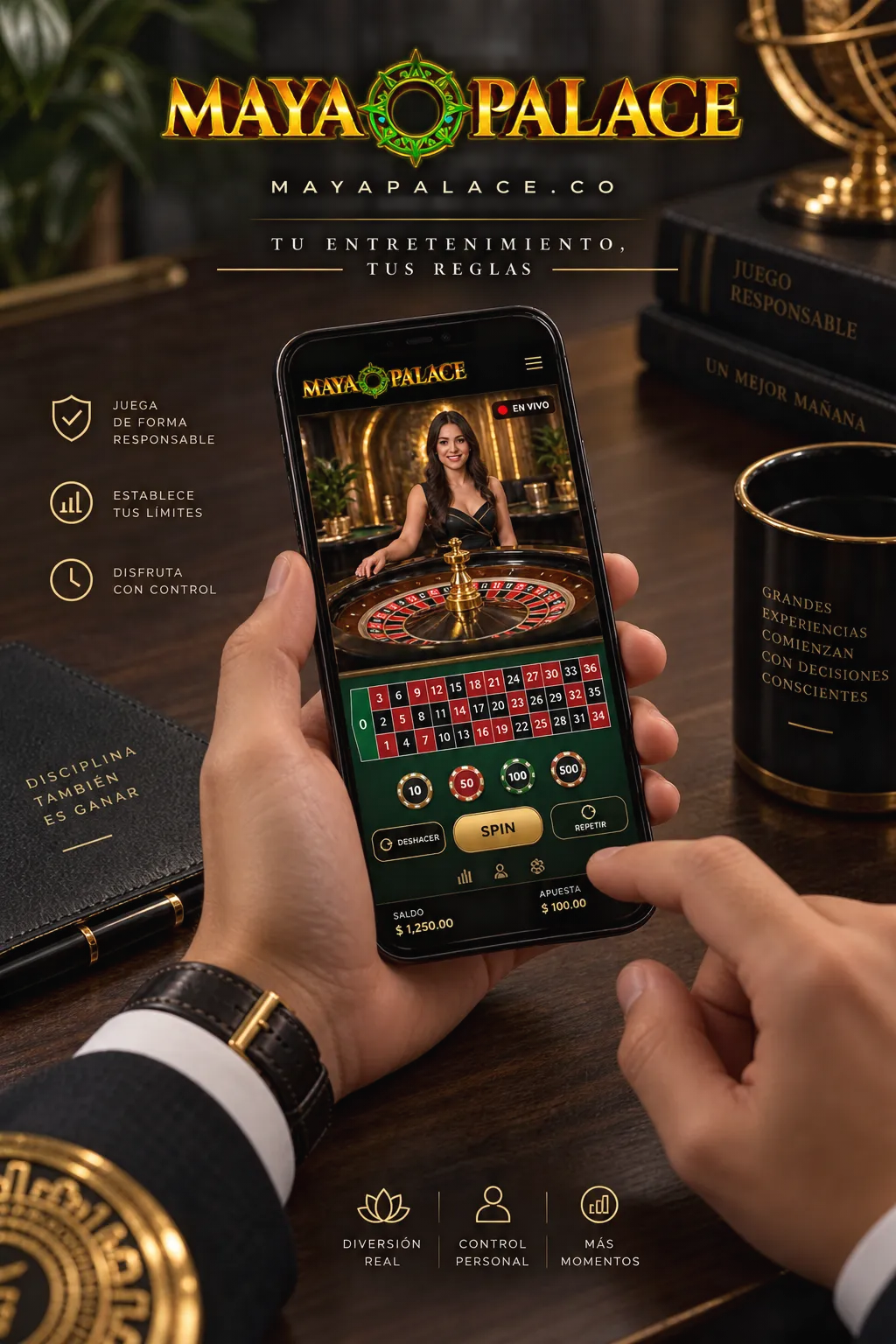 Sesión legítima de juego de casino online en dispositivo móvil